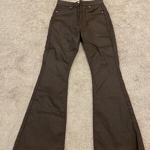 Topshop Dark Brown Jamie Flare Coated Pants
